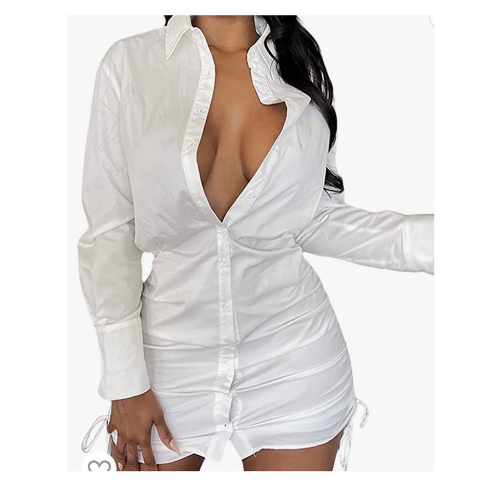 White collard button down sexy dress